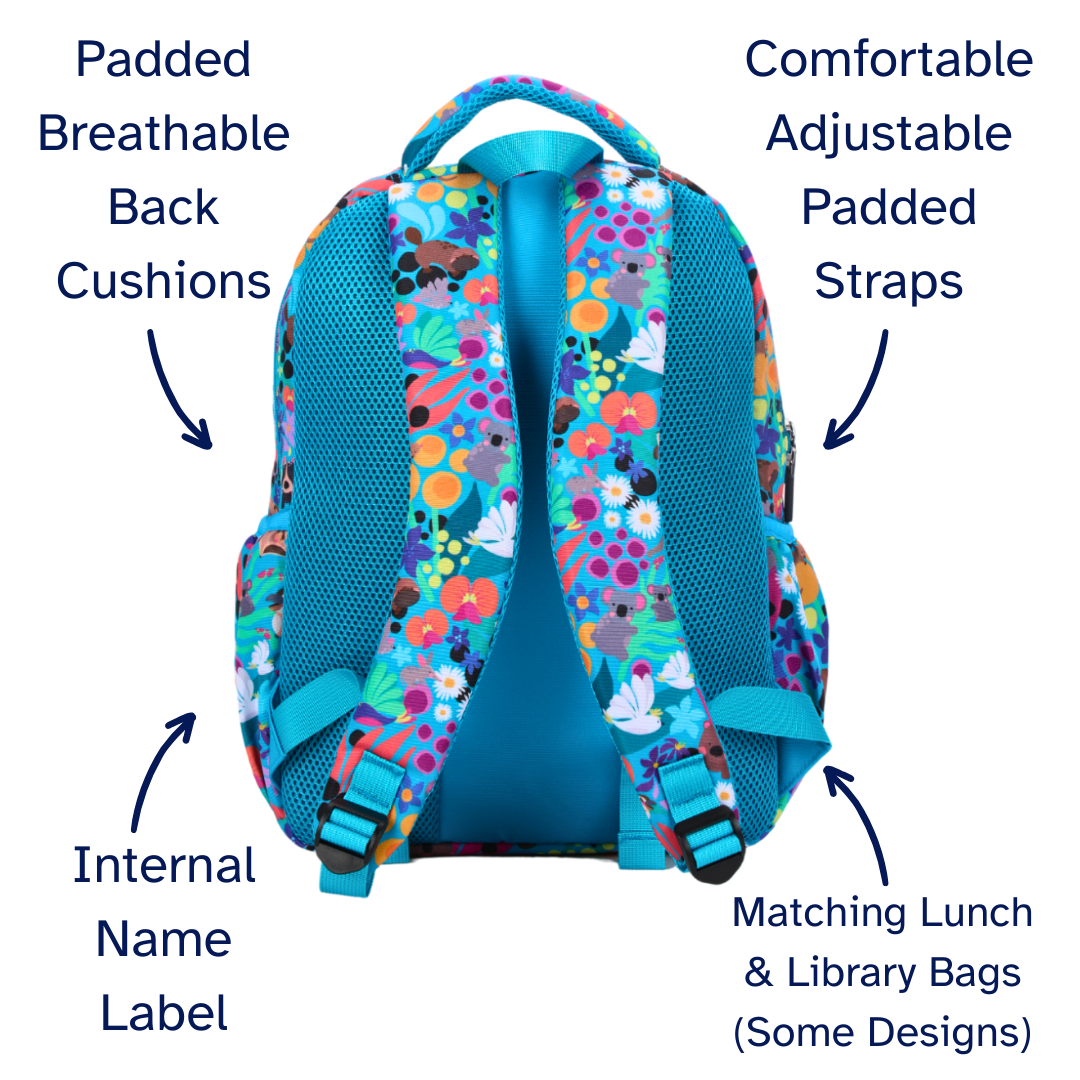 Australian Animals Midsize Kids Backpack close-up print high-quality fabric waterproof midsize kids backpack