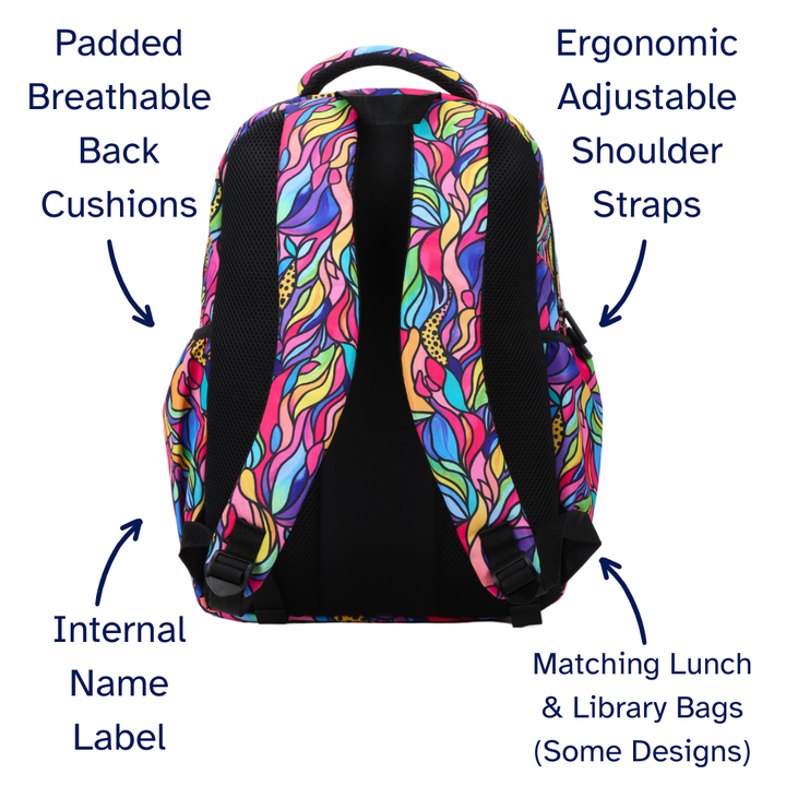 Back view of Amazon Large School Backpack Padded straps and breathable cushions for comfort
