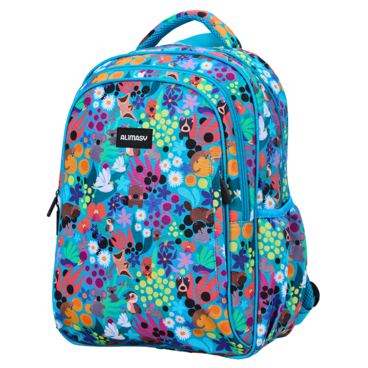 Australian Animals Midsize Kids Backpack front view lightweight waterproof preschool and primary school bag Australia NZ