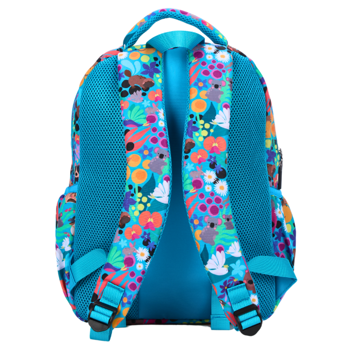 Australian Animals Midsize Kids Backpack back view ergonomic padded straps and back, comfortable waterproof kids school bag