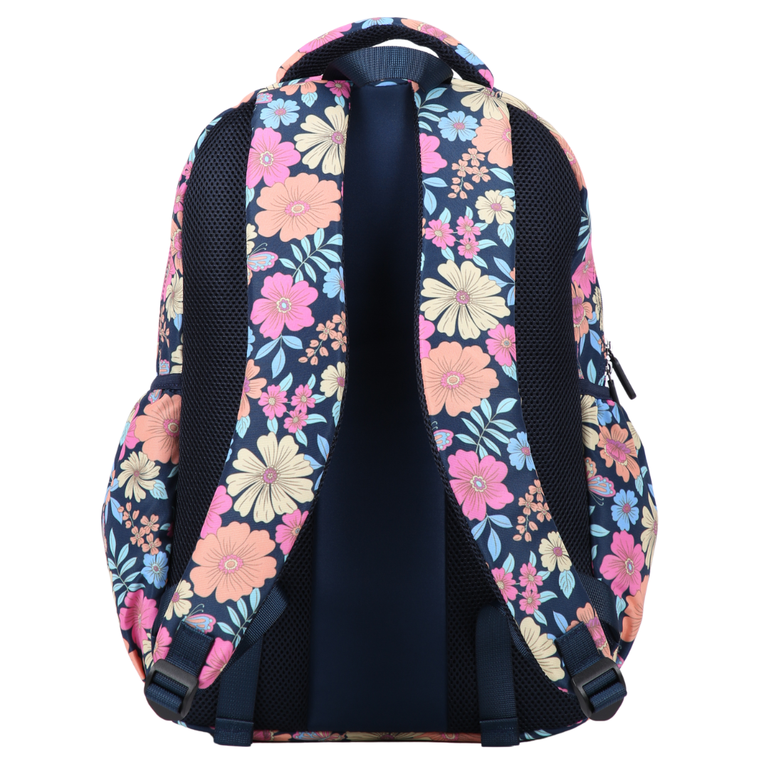 Backpack with floral pattern on a white background