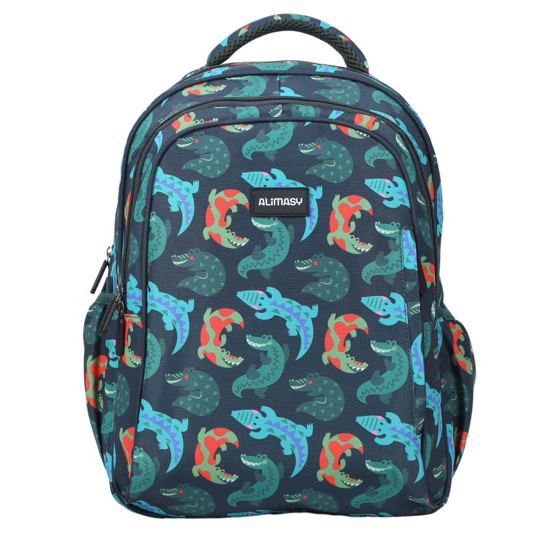 Crocodile Vibe Midsize Kids Backpack front view lightweight waterproof preschool and primary school bag Australia NZ