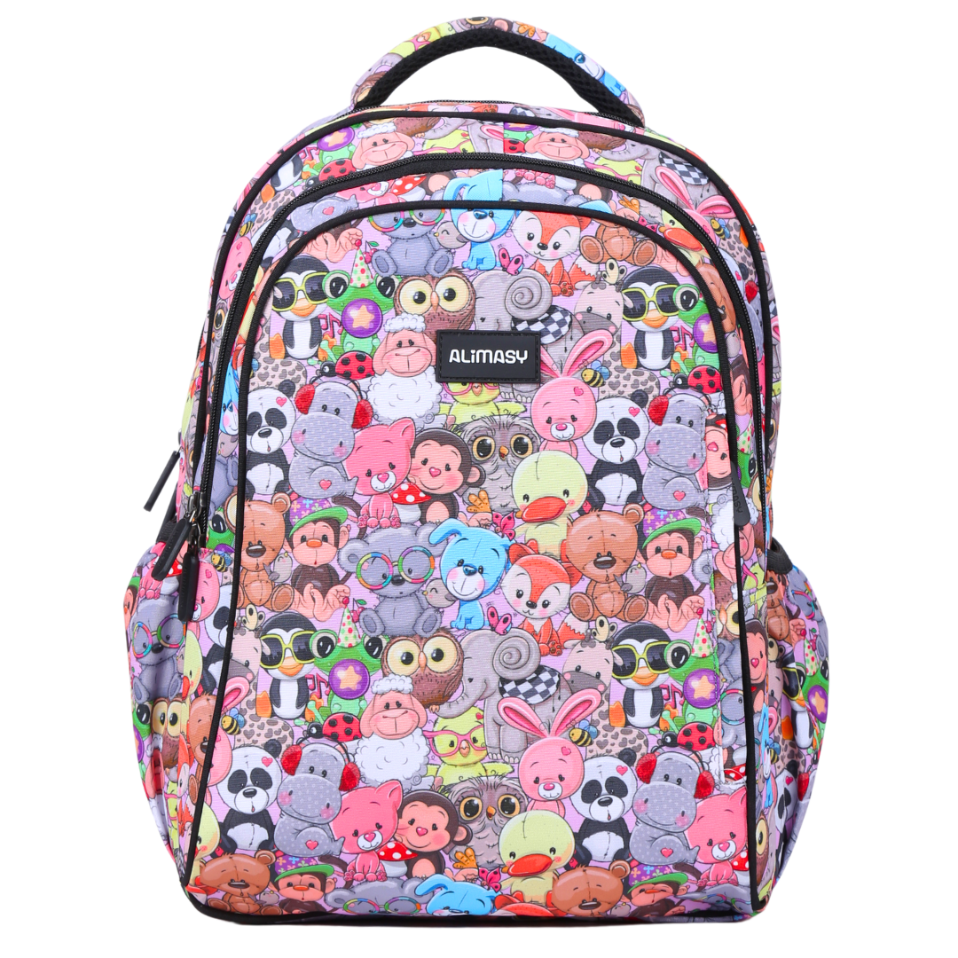 Cute Animals Midsize Kids Backpack front view lightweight waterproof preschool and primary school bag Australia NZ