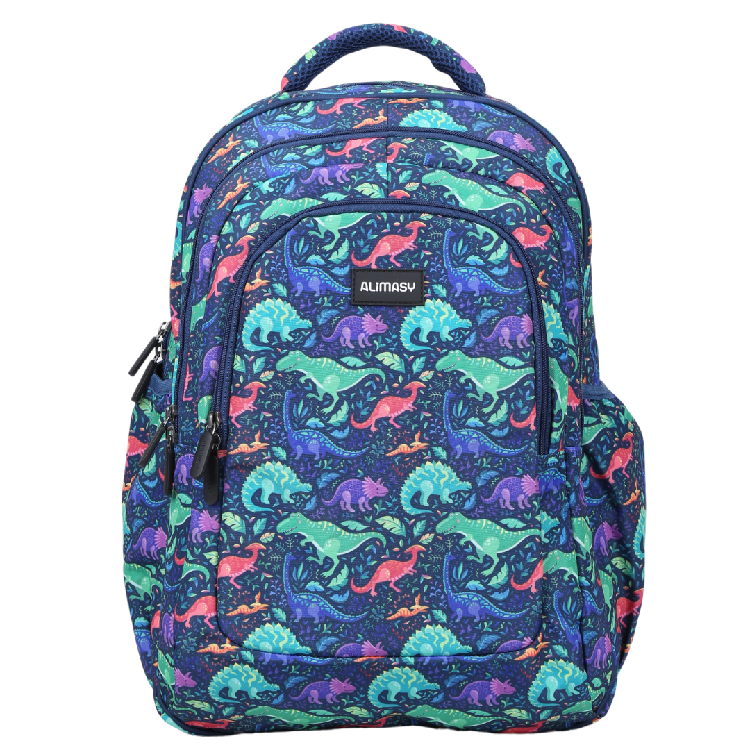 Front view of Dinosaurs Large School Backpack Durable kids backpack with spacious compartments