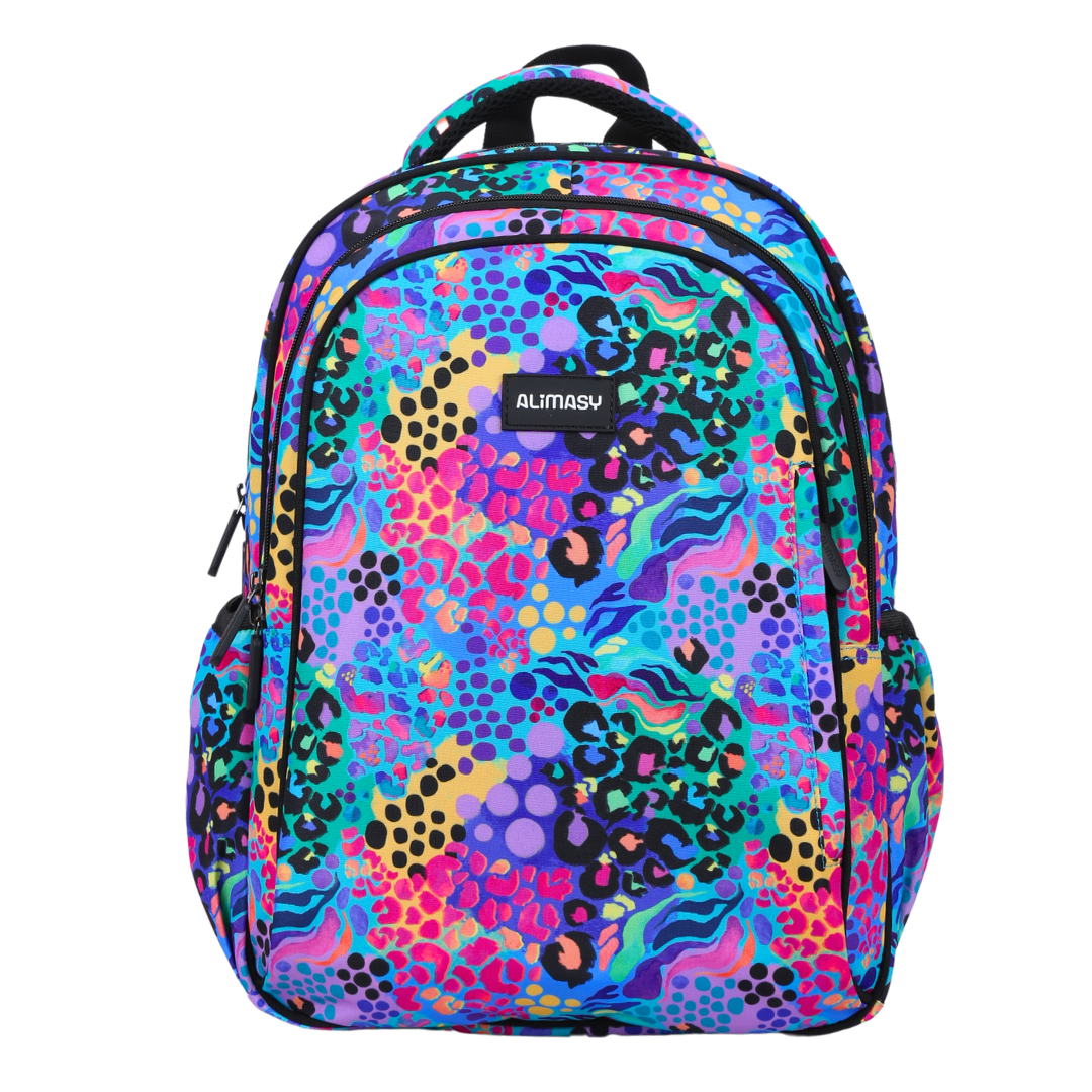 Electric Leopard Midsize Kids Backpack front view lightweight waterproof preschool and primary school bag Australia NZ