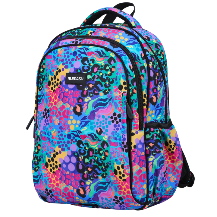Electric Leopard Midsize Kids Backpack close-up print high-quality fabric waterproof midsize kids backpack