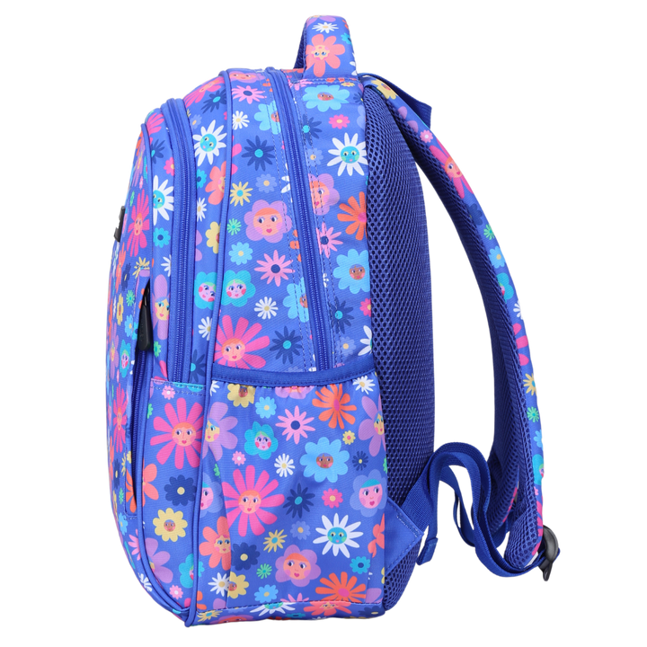 Flower Friends Midsize Kids Backpack side pocket elasticated for secure water bottle storage
