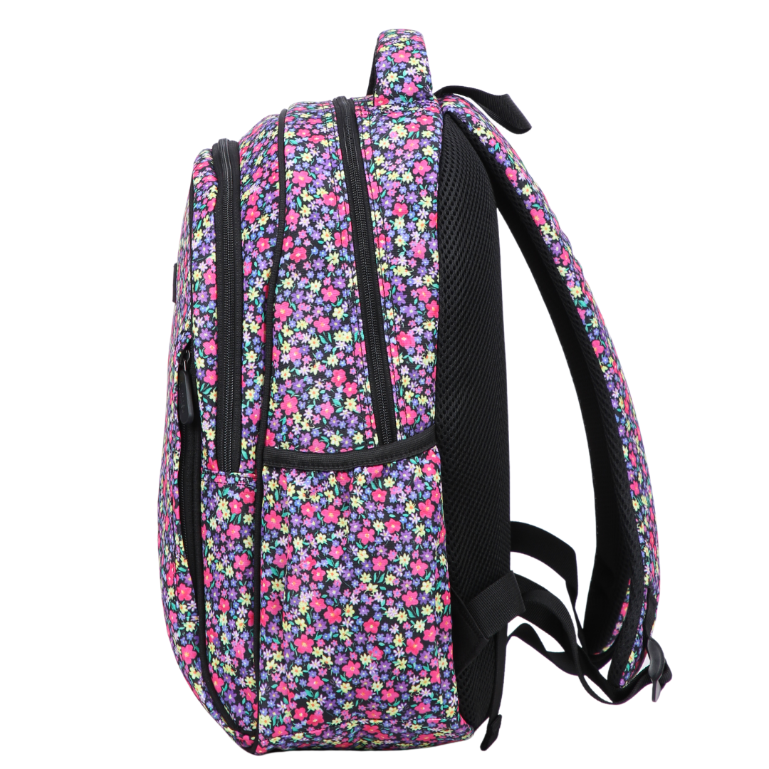 backpack with elasticated side pocket for secure water bottle storage