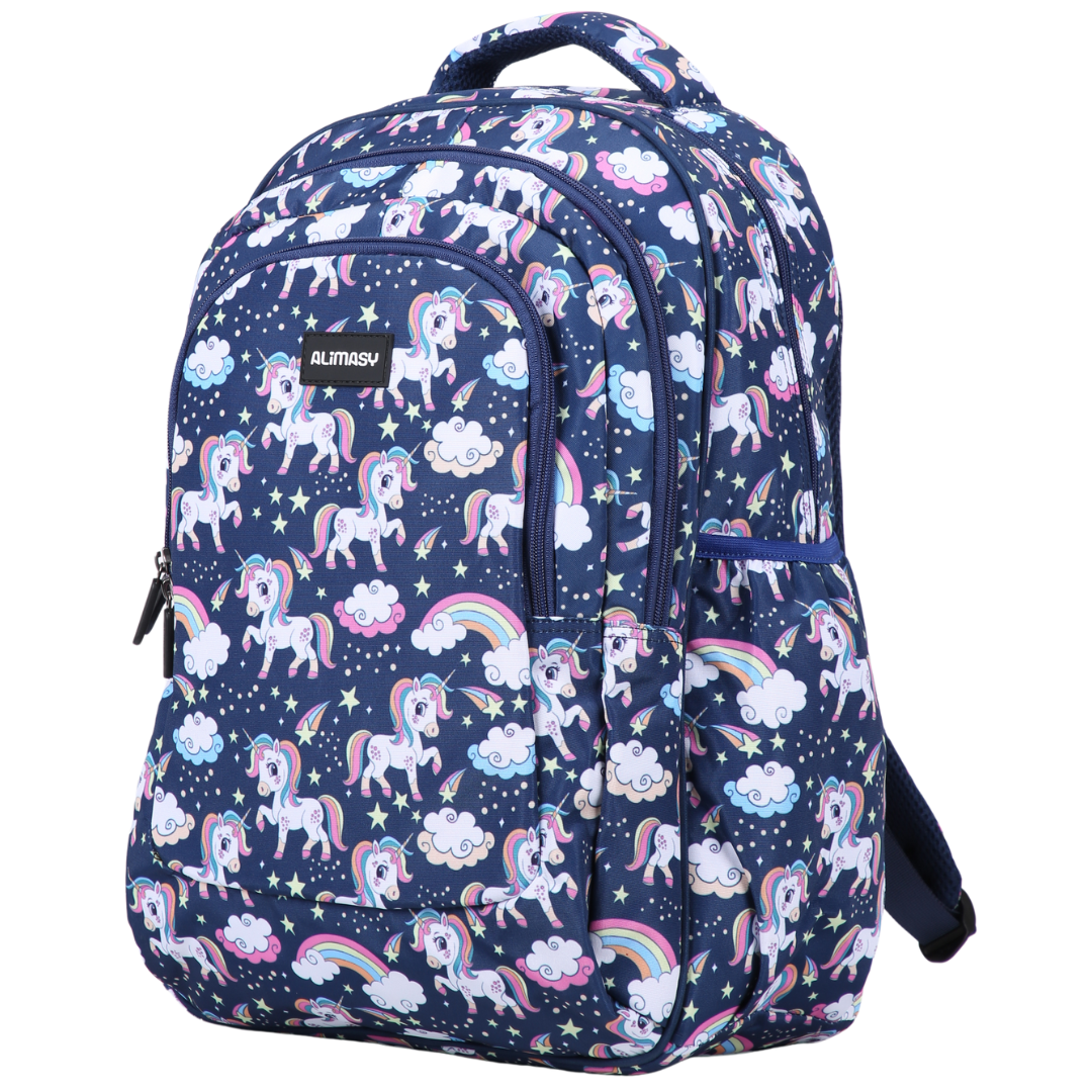 Backpack with unicorn pattern on a white background