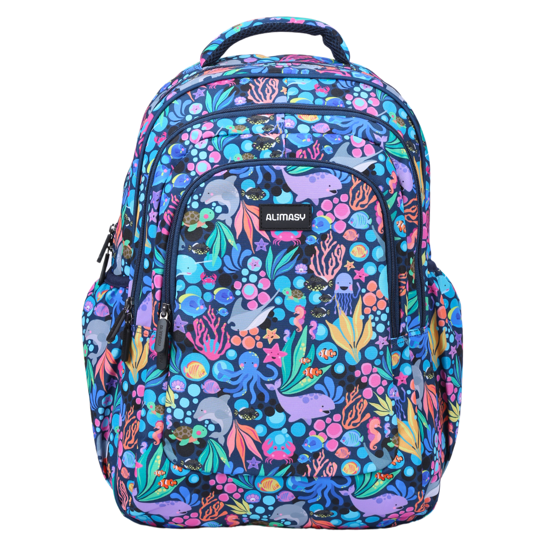 Front view of Sealife Large School Backpack Durable kids backpack with spacious compartments