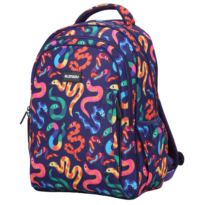 Bright Snakes Midsize Kids Backpack close-up print high-quality fabric waterproof midsize kids backpack