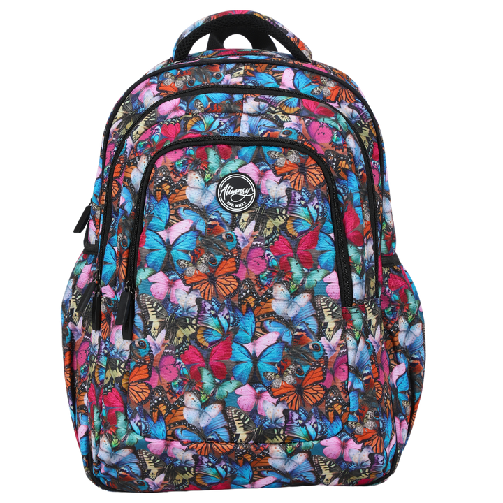 Front view of The Monarchy Large School Backpack Durable kids backpack with spacious compartments
