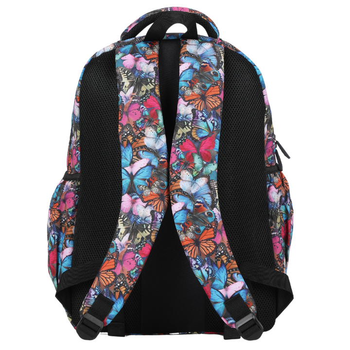 Back view of The Monarchy Large School Backpack Padded straps and breathable cushions for comfort