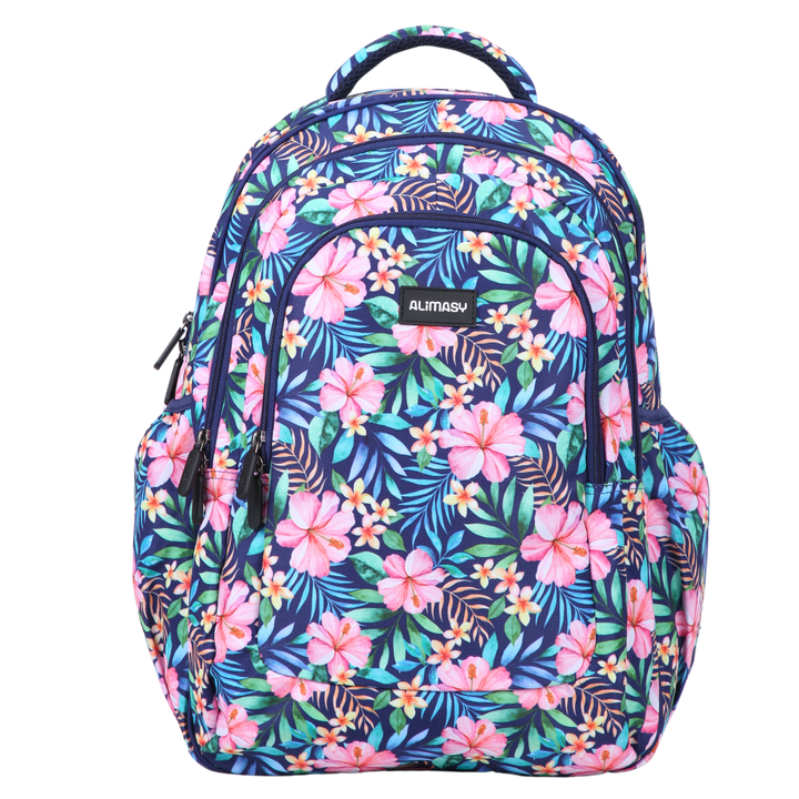 Front view of Tropical Bloom Large School Backpack Durable kids backpack with spacious compartments