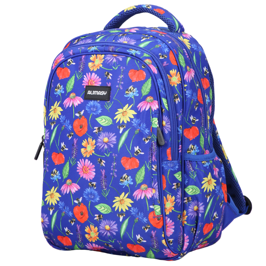 Bees & Wildflowers Midsize Kids Backpack close-up print high-quality fabric waterproof midsize kids backpack