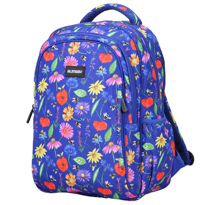 Bees & Wildflowers Midsize Kids Backpack close-up print high-quality fabric waterproof midsize kids backpack