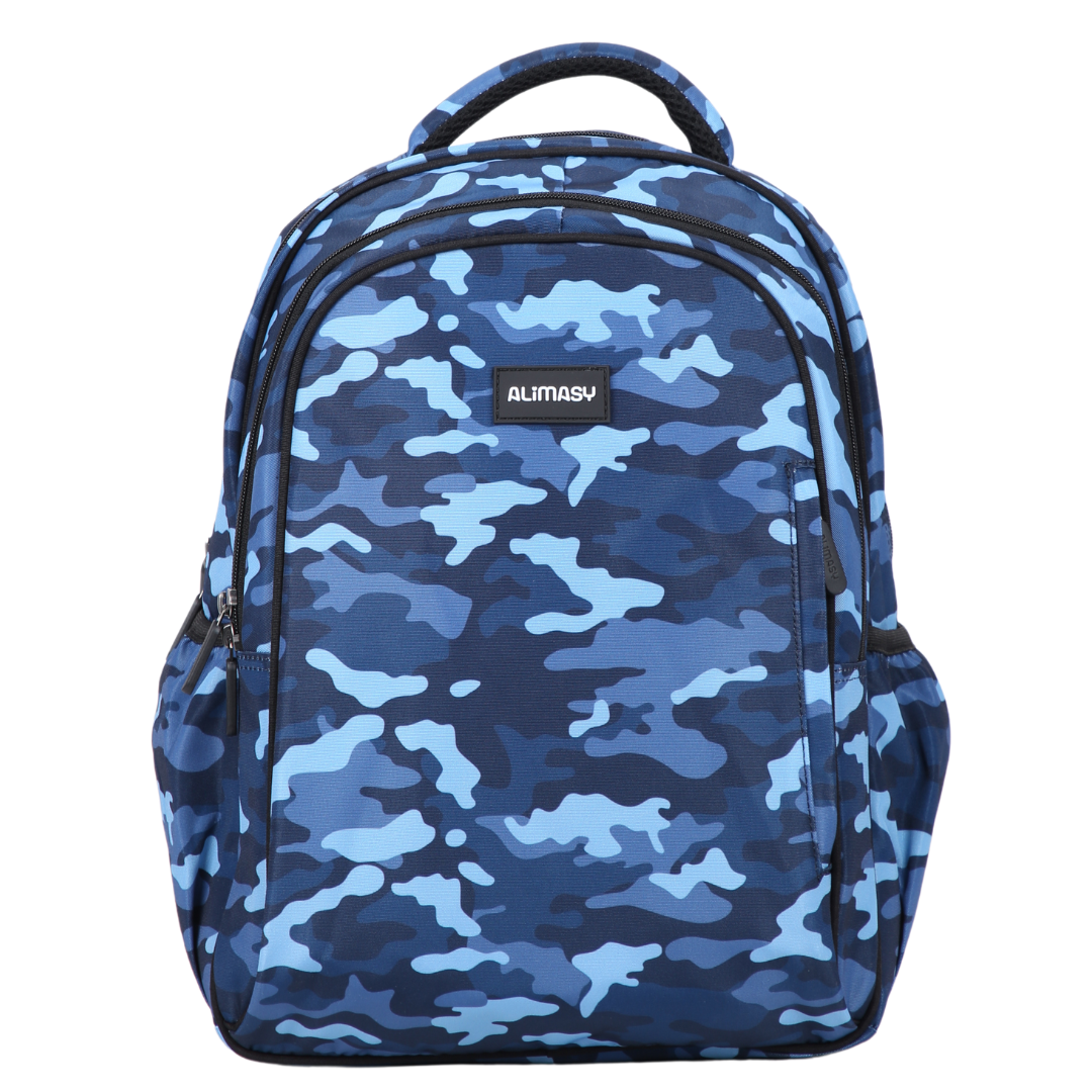 Blue Camouflage Midsize Kids Backpack front view lightweight waterproof preschool and primary school bag Australia NZ