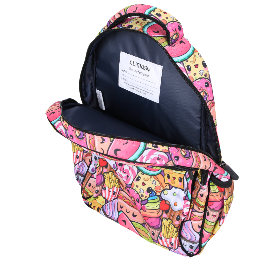 easy-clean waterproof interior lining, durable kids school bag