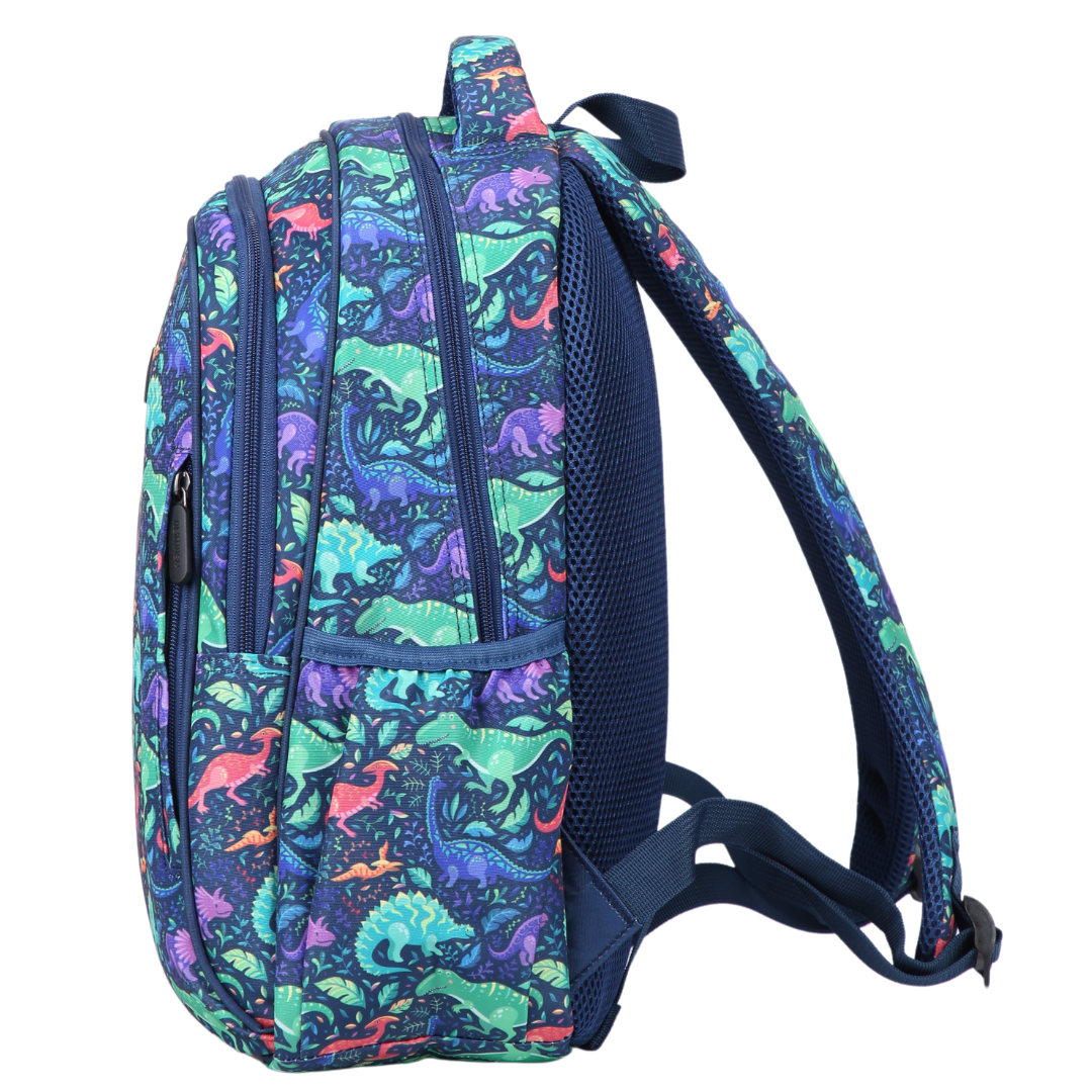 Dinosaurs Midsize Kids Backpack side pocket elasticated for secure water bottle storage