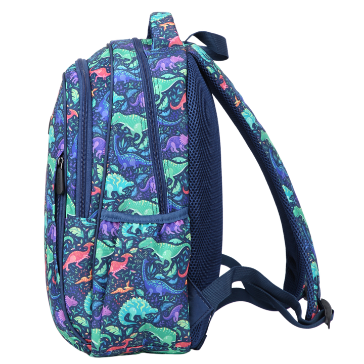 Dinosaurs Midsize Kids Backpack side pocket elasticated for secure water bottle storage