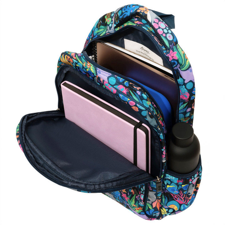 Sealife Midsize Kids Backpack inside view easy-clean waterproof interior lining, durable kids school bag