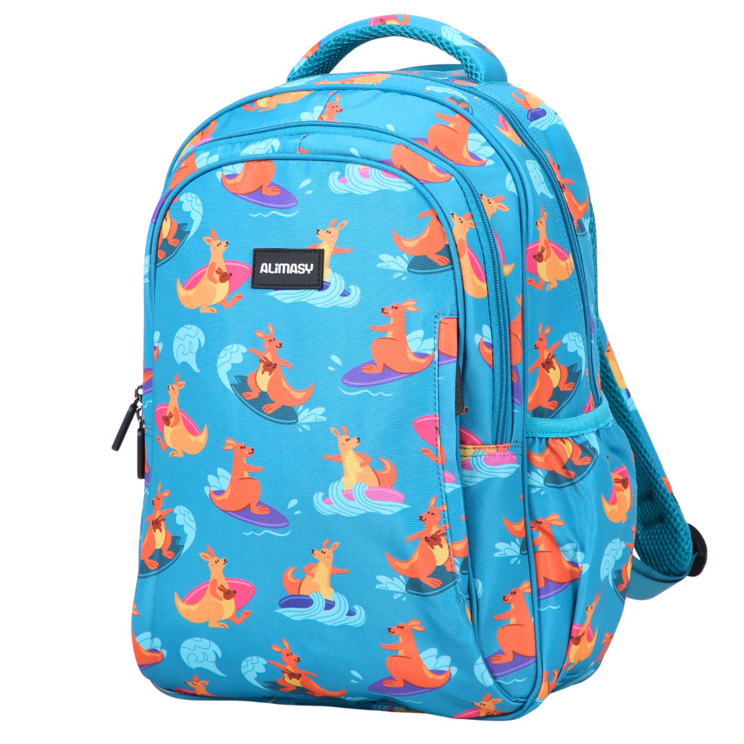 Surfing Kangaroos Midsize Kids Backpack close-up print high-quality fabric waterproof midsize kids backpack