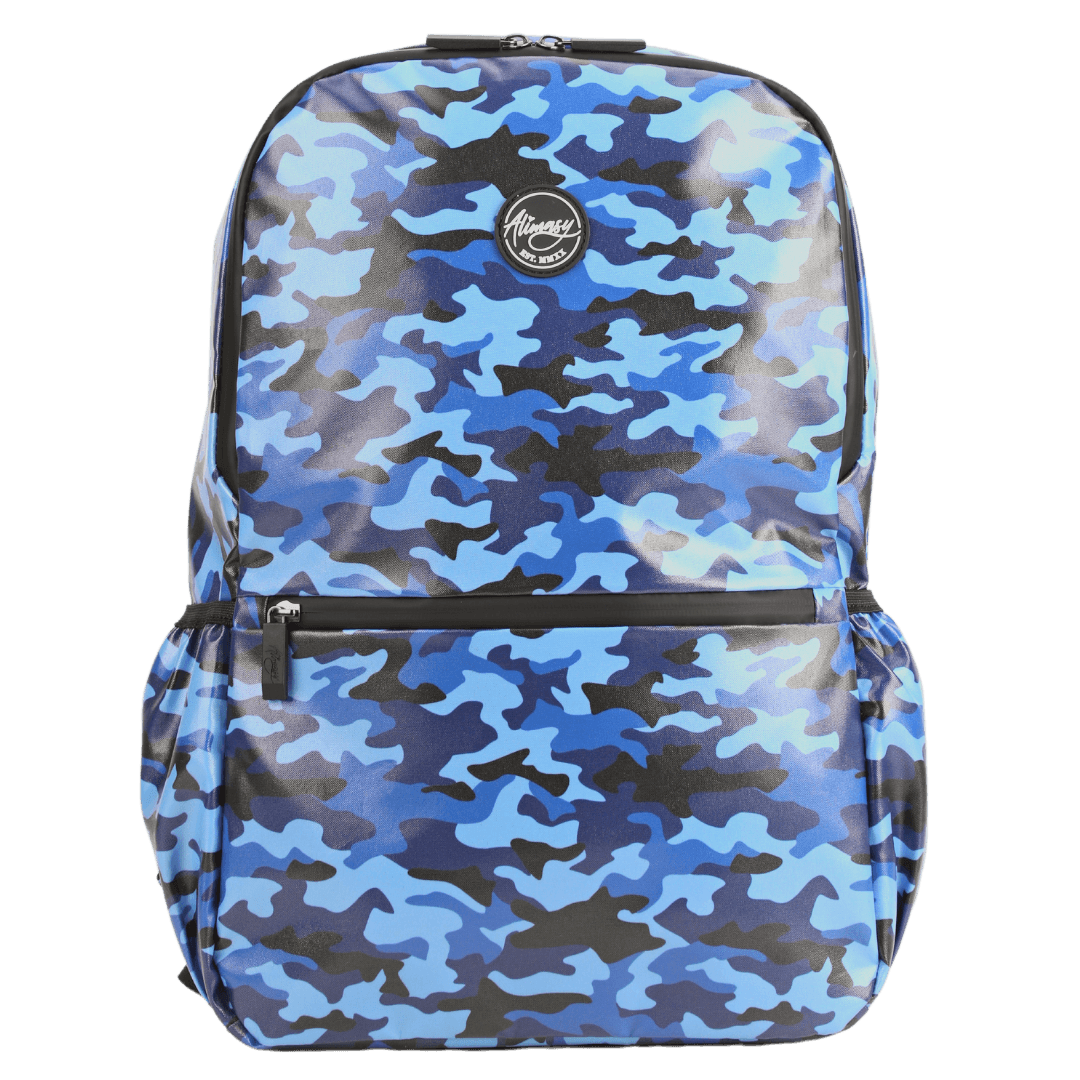 Blue top camouflage bag