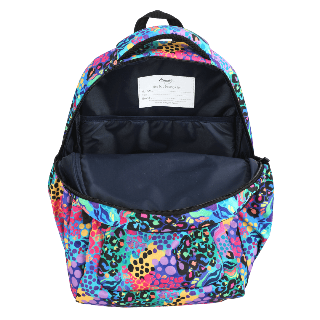 Open bag of Electric Leopard Kids School Backpack - Alimasy