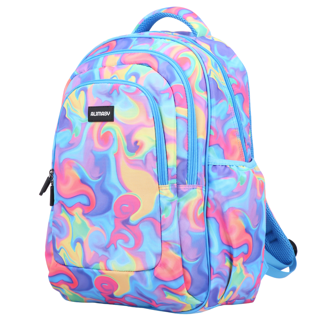 Abstract Neon Waves Large Backpack