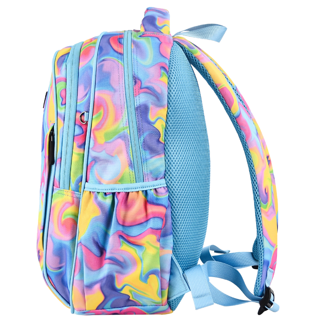 Midsize Kids Backpack 900D Abstract Neon Waves