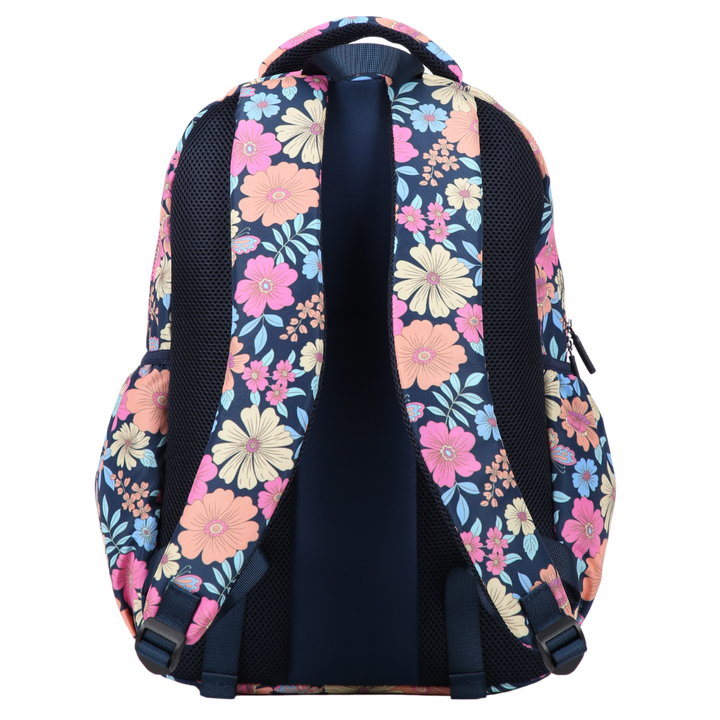 Backpack with floral pattern on a white background
