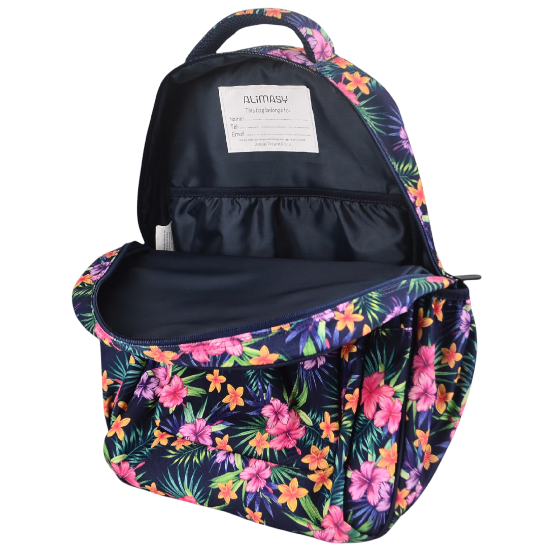 Large Backpack 900D Tropical Flowers &amp; Palms