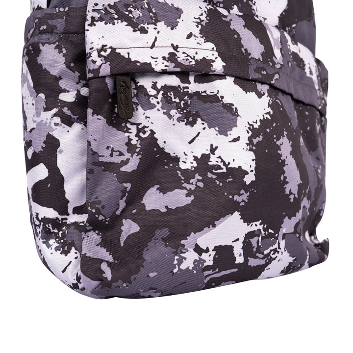 black and grey backpack for kids with camo print