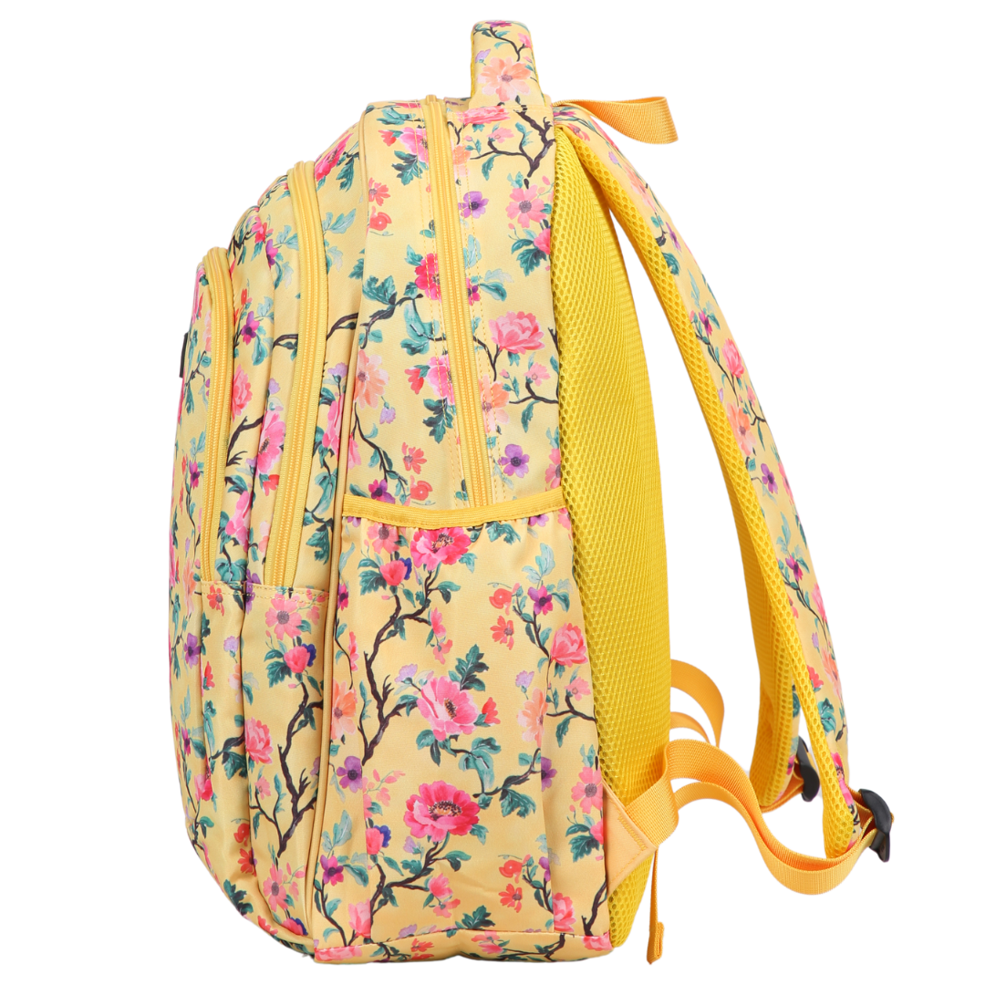 Yellow Floral Large School Backpack