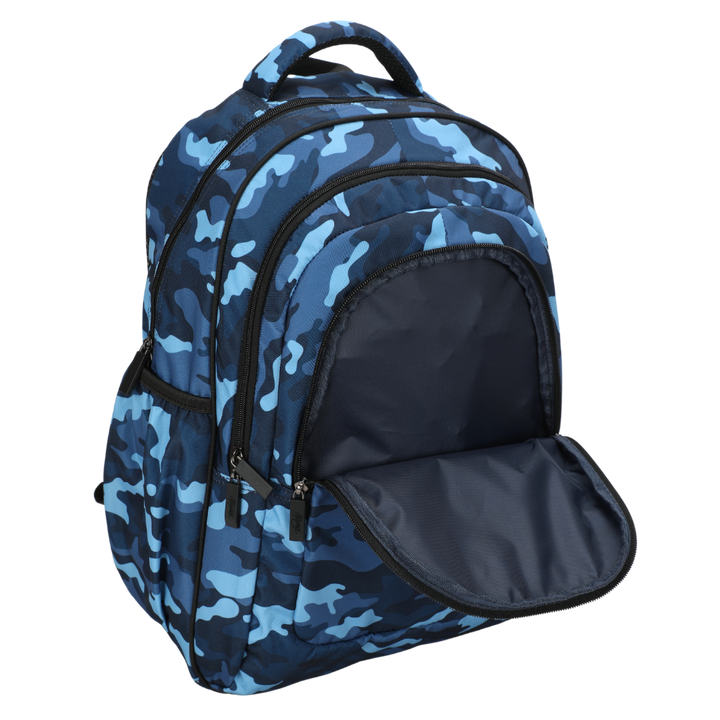 Blue Camouflage Large School Backpack - Alimasy