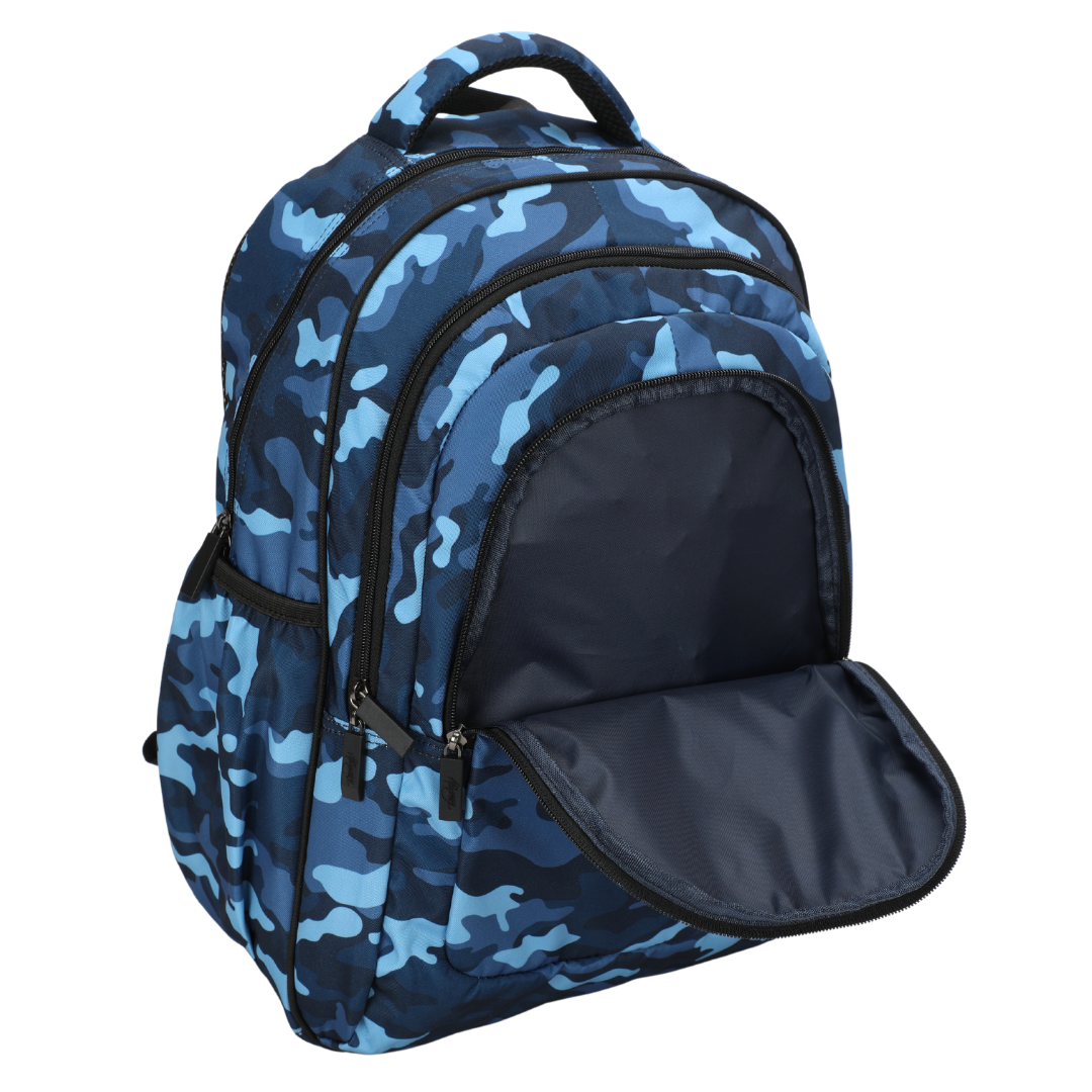 Blue Camouflage Large School Backpack