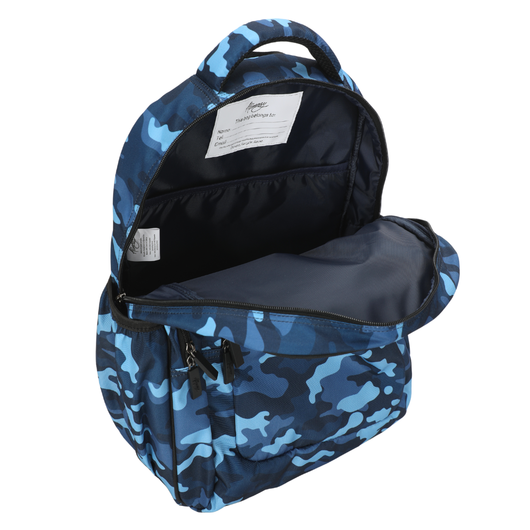 Blue Camouflage Large School Backpack