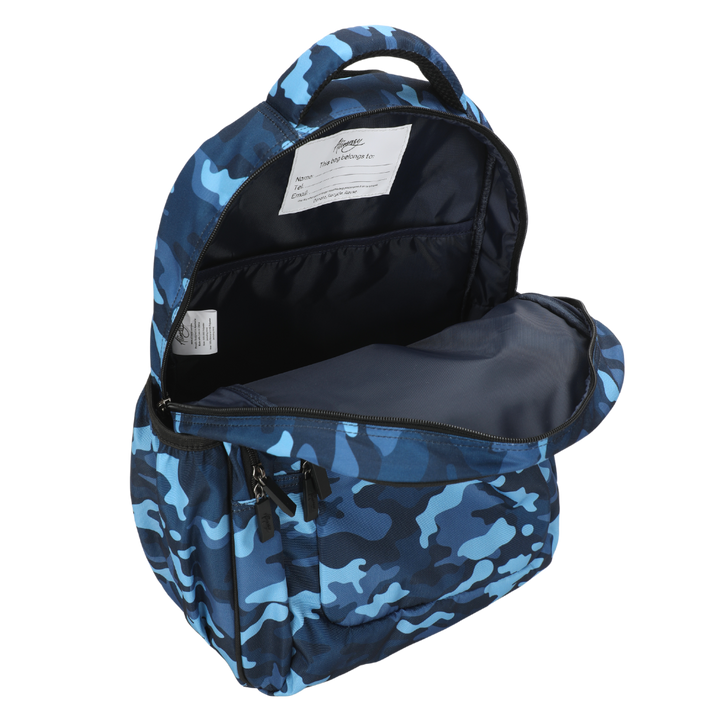 Blue Camouflage Large School Backpack