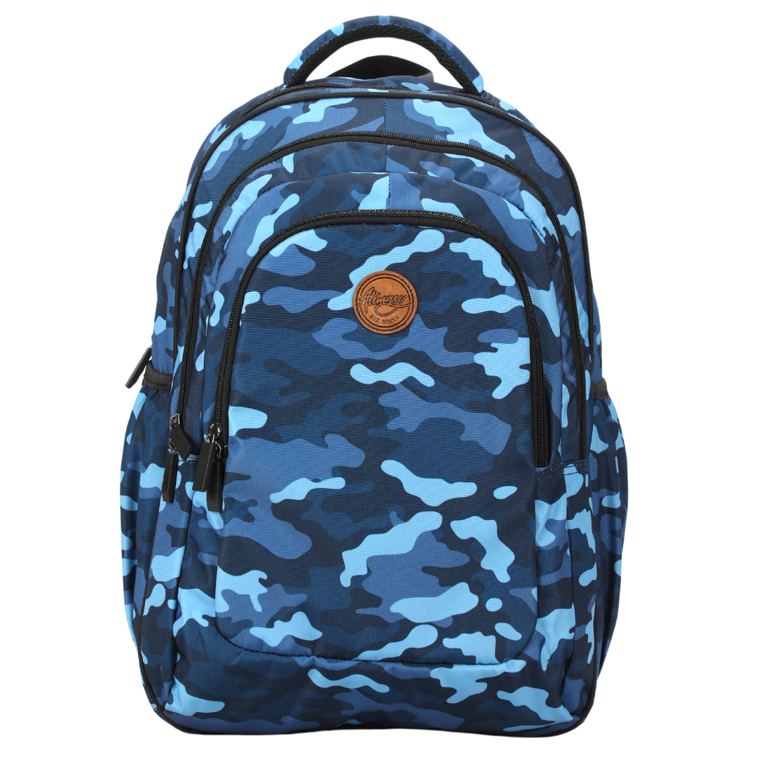 Blue Camouflage Large School Backpack - Alimasy