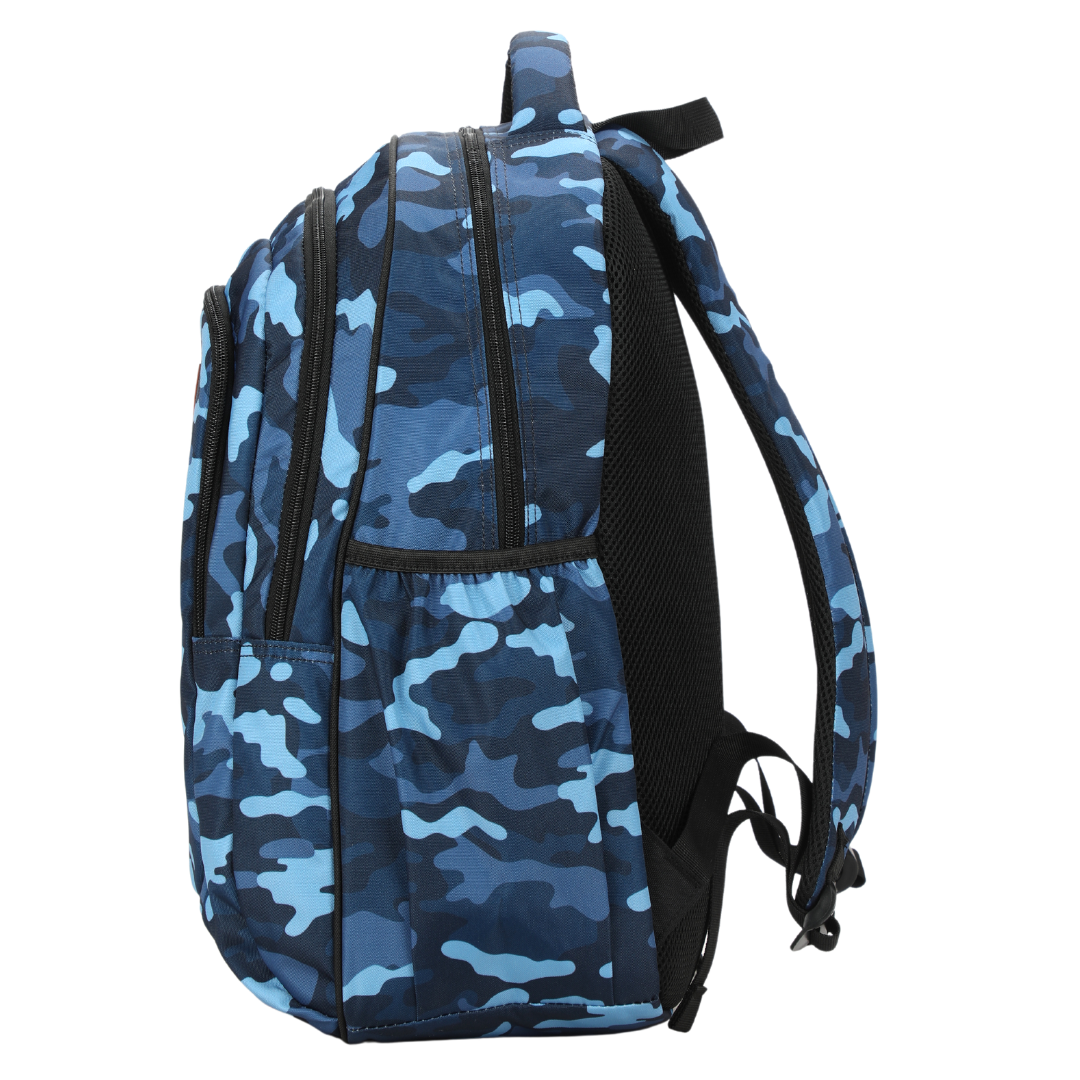 Blue Camouflage Large School Backpack