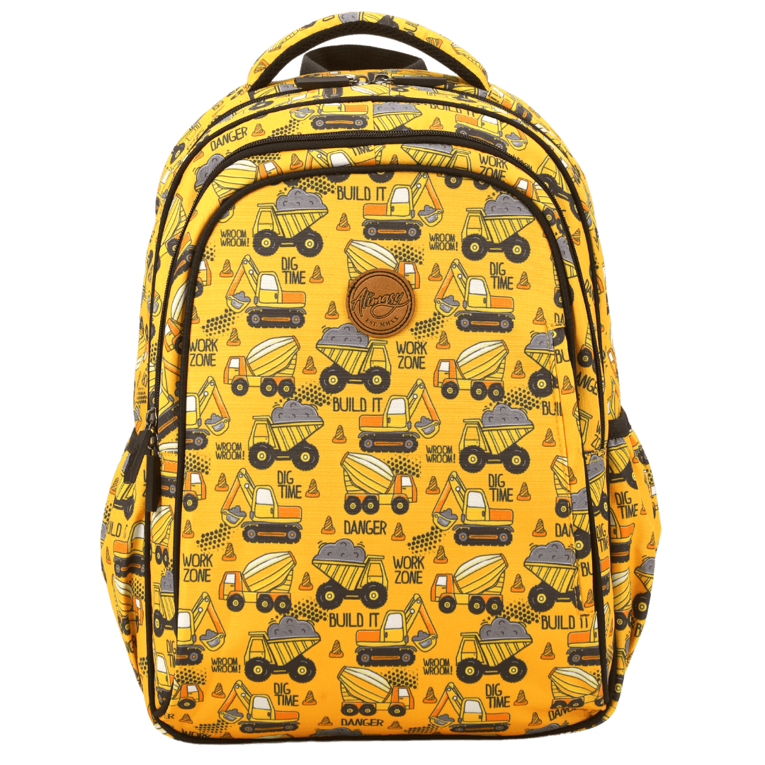 Yellow Construction Midsize Kids Backpack - Alimasy